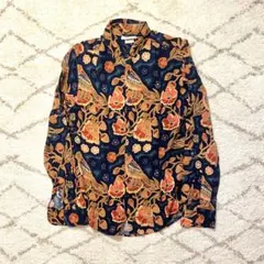 【BTS テテ着用】ZARA 柄シャツ 鳥柄 総柄レーヨン 長袖シャツ Sサイズ