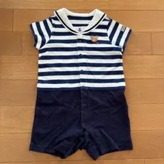 こ*ん様 ✴︎MIKI HOUSE✴︎ストライプ セーラー襟ロンパース