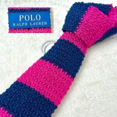 【美品】ポロラルフローレン　ニットタイ　ネクタイ　ボーダー　現行タグ　イタリア製