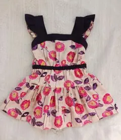 ハンドメイド　肩フリル付き 後ろゴムジャンパースカート(チュニック丈)