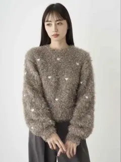 SNIDEL(スナイデル) ハートモチーフニットプルオーバーレディース