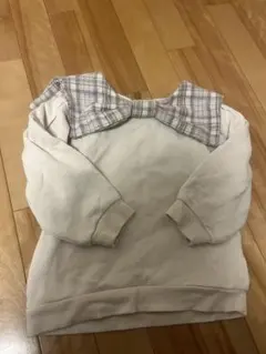 mamaraiku チェック襟スウェットトレーナー