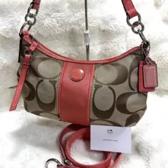 COACH コーチ シグネチャー　ショルダーバッグ　オレンジ　ブラウン