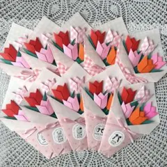 【卒業・卒園】チューリップ花束メッセージカード 10個セット