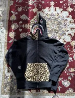 A BATHING APE レオパード柄フード ジップアップパーカー