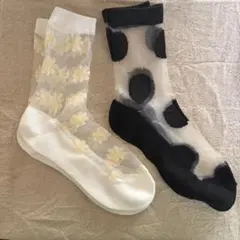 mili an deni シースルソックス ドット　花柄