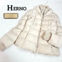 美ライン✨HERNO ポーラテック　スタンドカラーダウンジャケット　アイボリー
