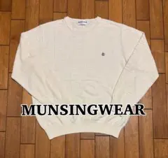 MUNSINGWEAR アイボリー セーター ロゴ ペンギン 綿混　編み込み