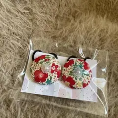 花柄ボタンヘアゴムセット 2個