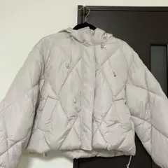 GRLフード付きアイボリーキルティングダウンジャケット