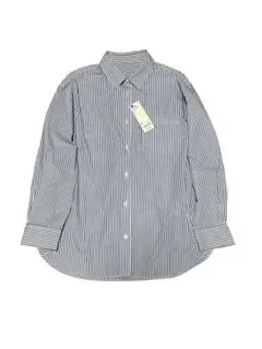 GU ストライプオーバーサイズシャツ　長袖シャツ　M ブルー
