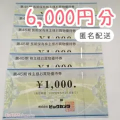 【6,000円分】コジマ ビックカメラ 株主優待