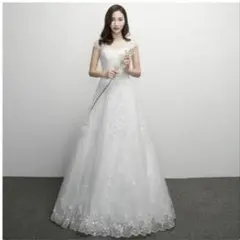 ホワイト Aライン ウェディングドレス