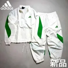 【Ｍサイズ】adidas上下セットアップ　白緑　ホワイト　スタジアム　ウーブン