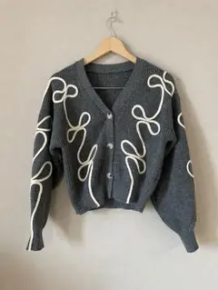 La-gemme コード刺繍カーディガン　グレーのサムネイル