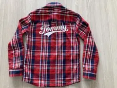 TOMMY チェックシャツ 長袖 レッド ネイビー キッズ　128