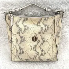 ★美品★COLE HAAN パイソン柄 ターンロック トートバッグ牛革