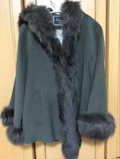 最終お値下げ！ グレースコンチネンタル フォックスファーコート美品 アルパカ グレースコンチネンタル ノーカラーコート ウールアルパカ フォックス