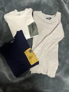 西松屋　長袖Tシャツ3点セット ネイビー・ホワイト・グレー