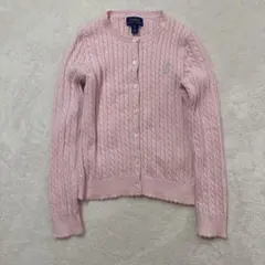 現行　ポロラルフローレン ケーブルニットカーディガン　7 ピンク
