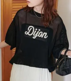 DISCOAT 半袖ニット ブラック ロゴ刺繍