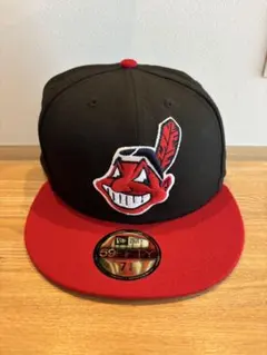 New Era 59FIFTY キャップ 7 5/8 黒/赤 インディアンス