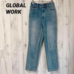 【グローバルワーク】デニムパンツ　ハイウエスト　ライトブルー　M