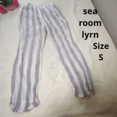 【オシャレ☆sea room lyrn】白　グレー　ストライプパンツ　サイズS