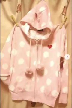 新品　ドット柄　ニット　ジップアップパーカー　120 ハート刺繍