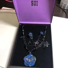 12379新品未使用ANNASUI 青いバラ ネックレス イヤリングセット