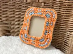 ♡ sky blue × orange checked トレカケース B8 ♡