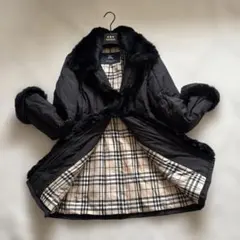 おとおぽん様 バーバリー　ラビットファー ノバチェック ロングダウンコート