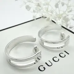 極美品 鏡面仕上げ グッチ GUCCI フープピアス Gロゴ シルバー925のサムネイル