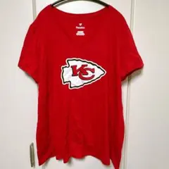 ファナティクス ロゴ Ｔシャツ Ｖネック 半袖 2XL ゆったり 赤 綿 観戦のサムネイル