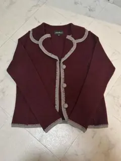 Eddie Bauer バーガンディ 長袖カーディガン PMサイズ