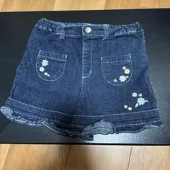 ポンポネット　短パン　キュロット　花刺繍