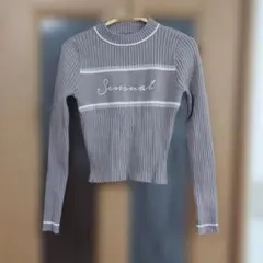 lipservice 刺繍入りリブセーター 長袖 グレー