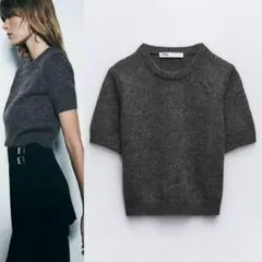ZARA グレー 半袖ニット クルーネックニットセーター半袖