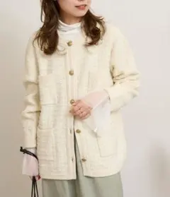 TWEEDYニットジャケット アイボリー relume