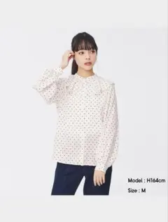 【GU】ドットケープカラーブラウス(長袖)のサムネイル