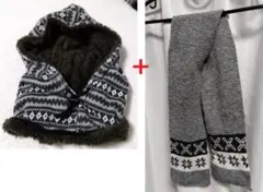 コーナン フェイスカバー帽子 裏側ボアタイプ 幾何学模様柄