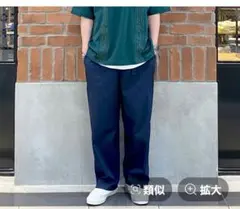 ネイビー ストレートカット パンツ　ベルトつき　ニコアンドのサムネイル