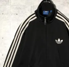 アディダス 刺繍ロゴ トラックジャケット ファイヤーバード 黒 M AHK06