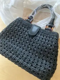 新品　和装用ハンドバック　ブラック　革メッシュ　最終価格