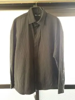 【美品】ZARA ザラ 立体テクスチャー オーバーサイズ シャツ　ブラック