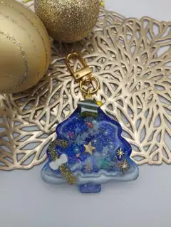 クリスマスツリー型レジンシャカシャカキーホルダー
