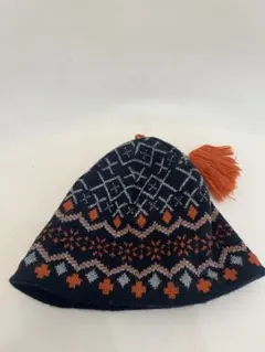 【L.L.Bean】幾何学模様 ニット帽 ボンボン