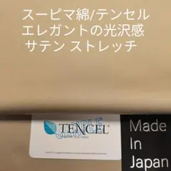 スーピマ綿/テンセルのエレガントな光沢感サテンストレッチ・ベージュ3m
