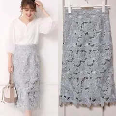 Apuweiser-riche 配色大花レースタイトスカート