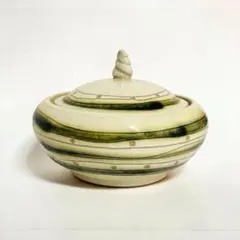 【 織部焼 菓子鉢 蓋物 ( 美品 ) 】のサムネイル